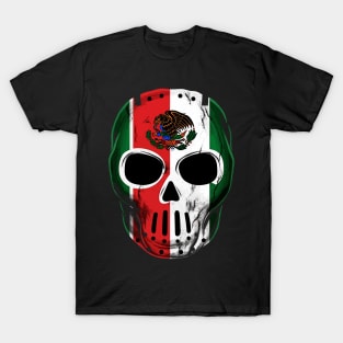 Mexican Flag Horror Hockey Mask - Scary Mexican Hockey Mask T-Shirt